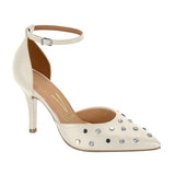 Vizzano 1184-1192 Studded Pointy Toe Pump in Off White Napa