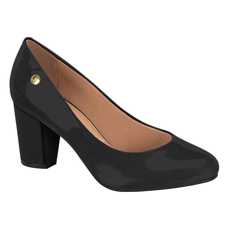 Vizzano 1259-200 Block Heel Round Toe Pump in Black Patent
