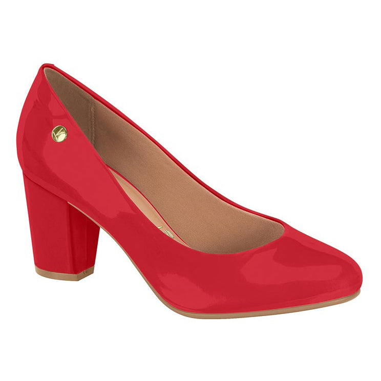 Vizzano 1259-200 Block Heel Round Toe Pump in Red Patent