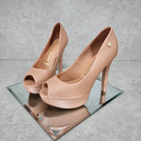 Vizzano 1830-500 Peeptoe Platform Pump in Nude Napa