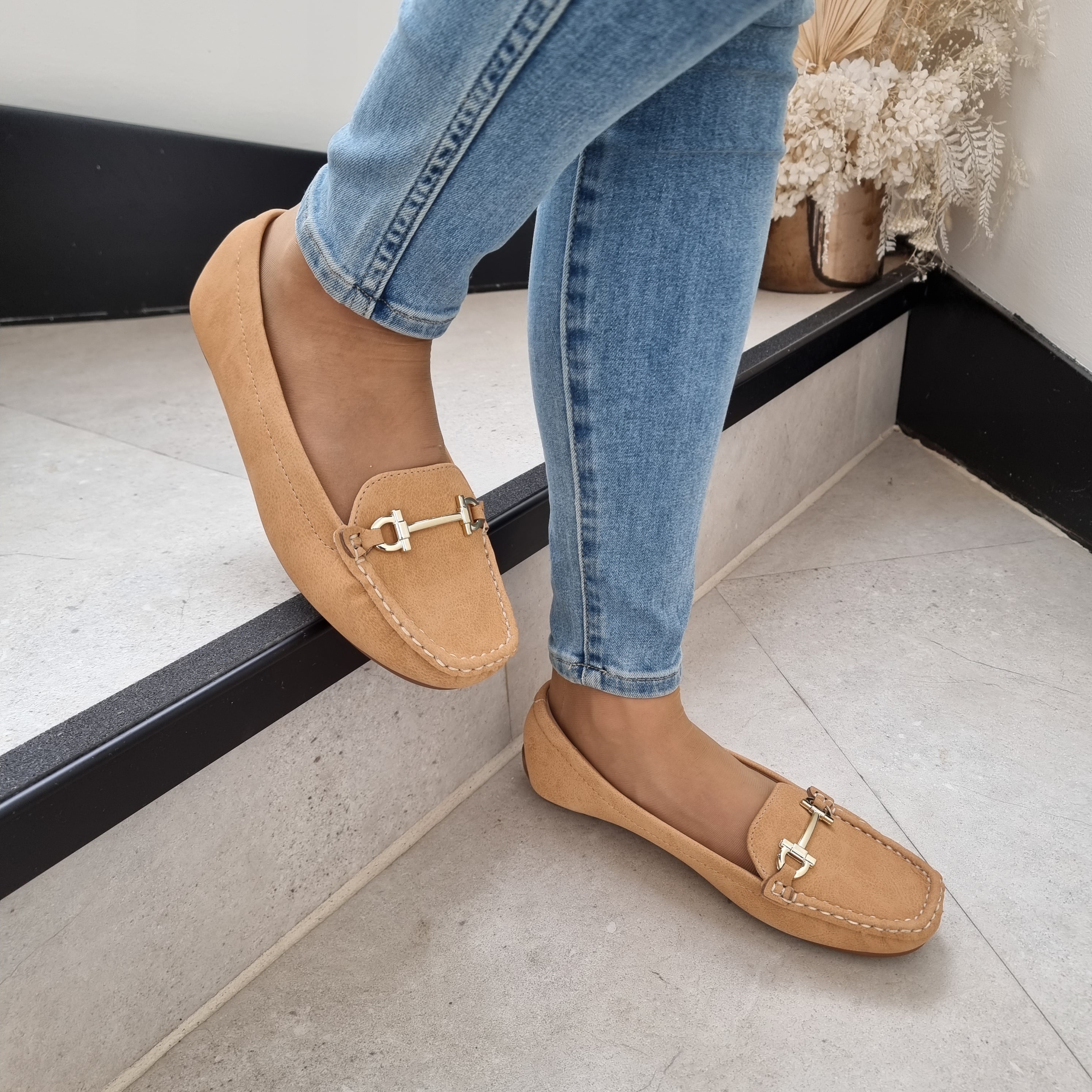 Modare 7035-641 Classic Flat Moccasin in Almond Napa