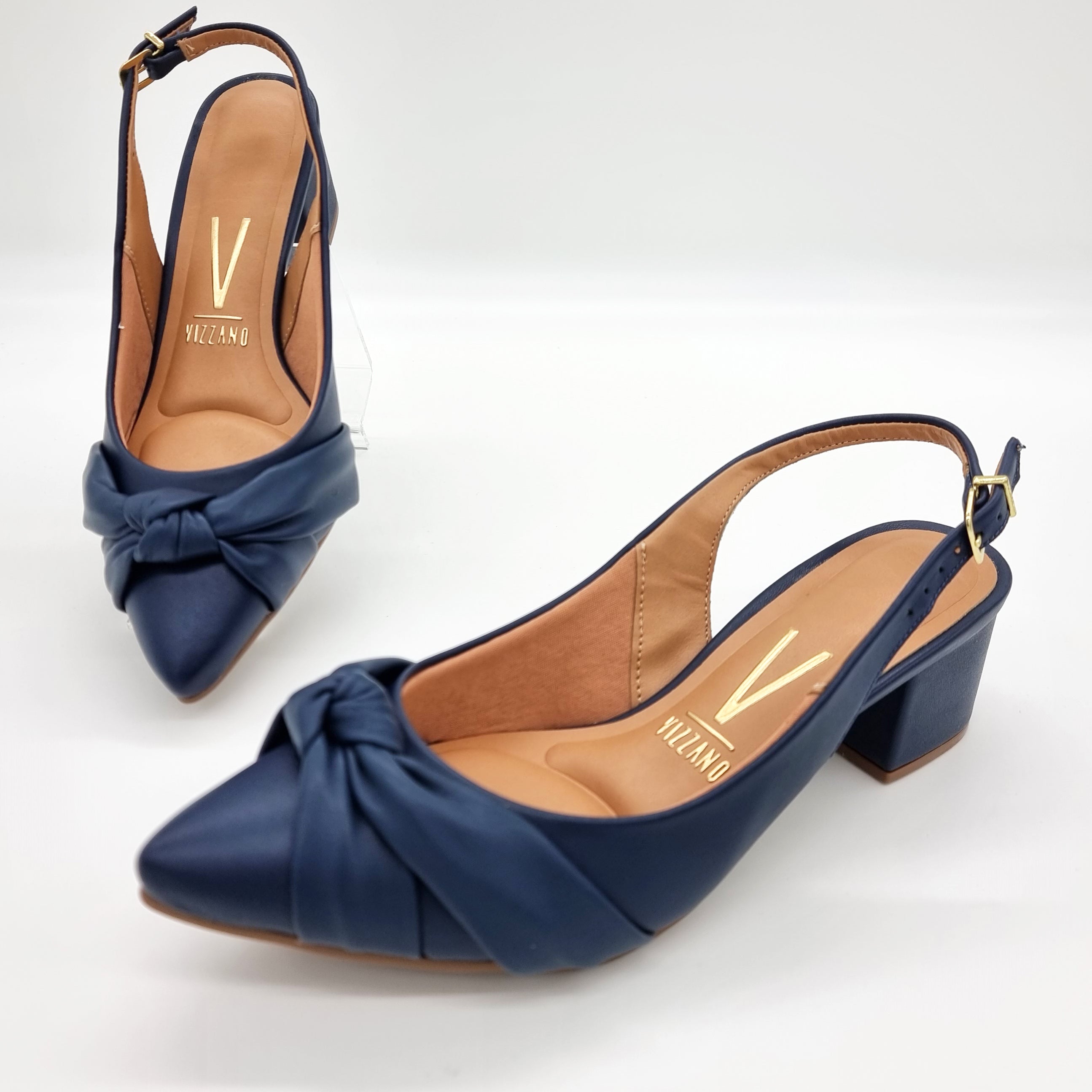 Vizzano 1220-358 Block Heel Slingback Pump in Navy Blue