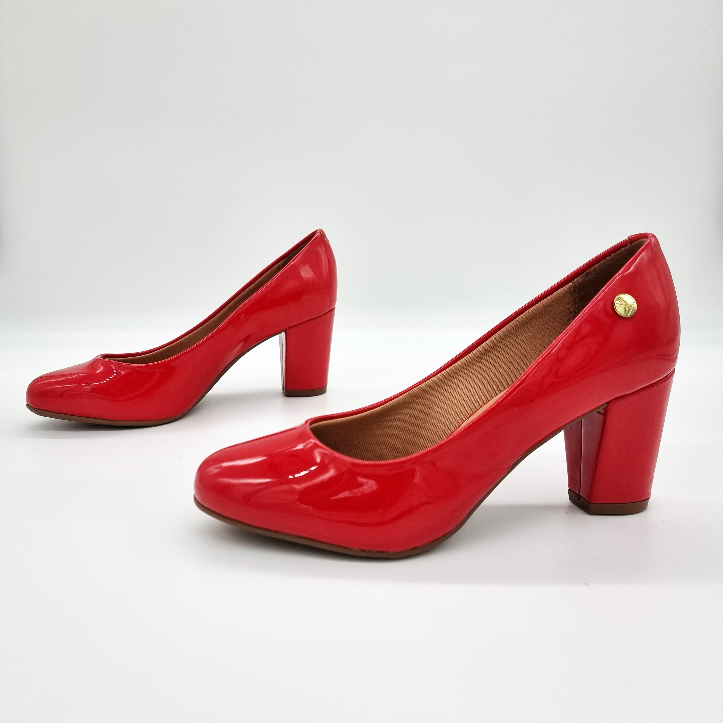 Vizzano 1259-200 Block Heel Round Toe Pump in Red Patent