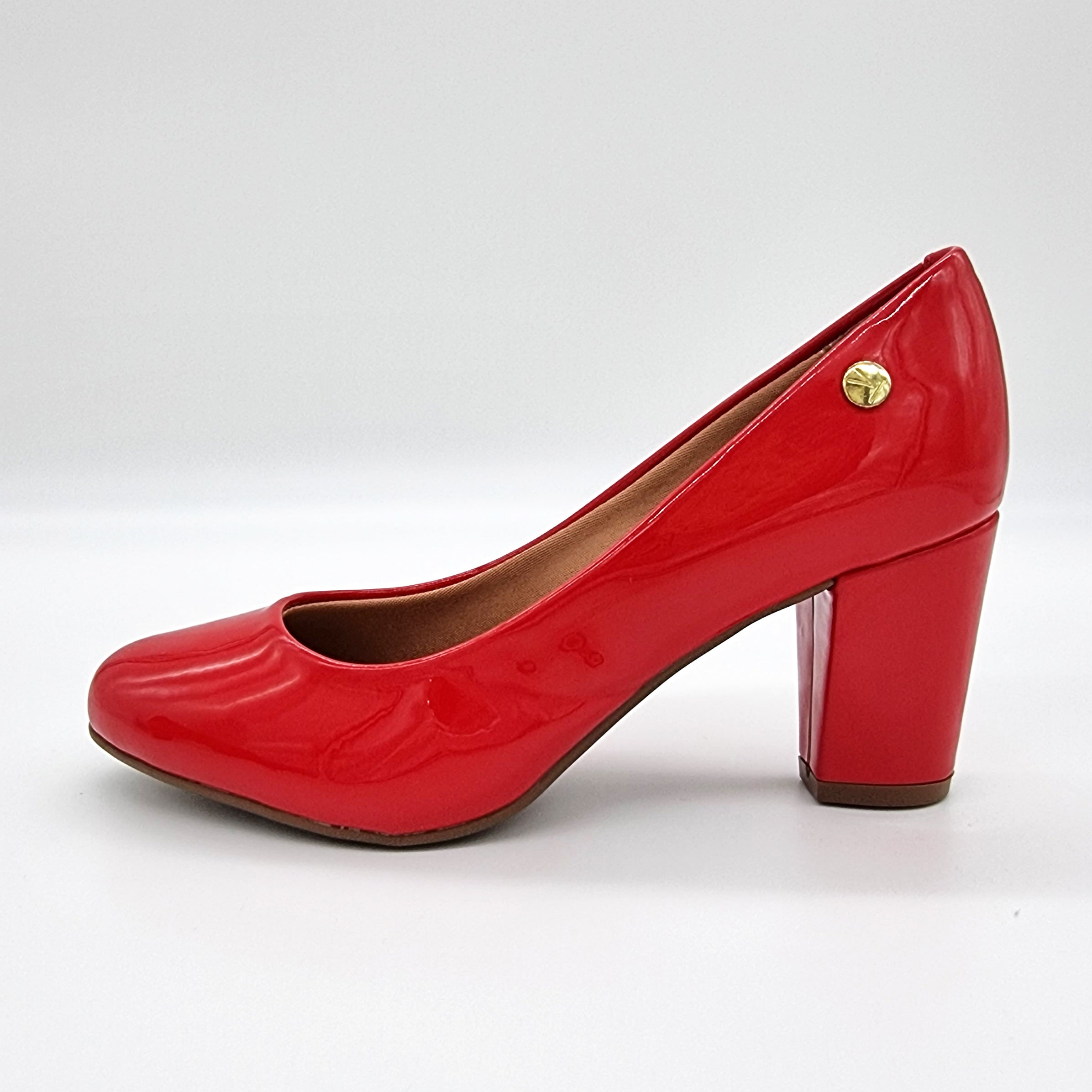 Vizzano 1259-200 Block Heel Round Toe Pump in Red Patent