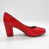Vizzano 1259-200 Block Heel Round Toe Pump in Red Patent