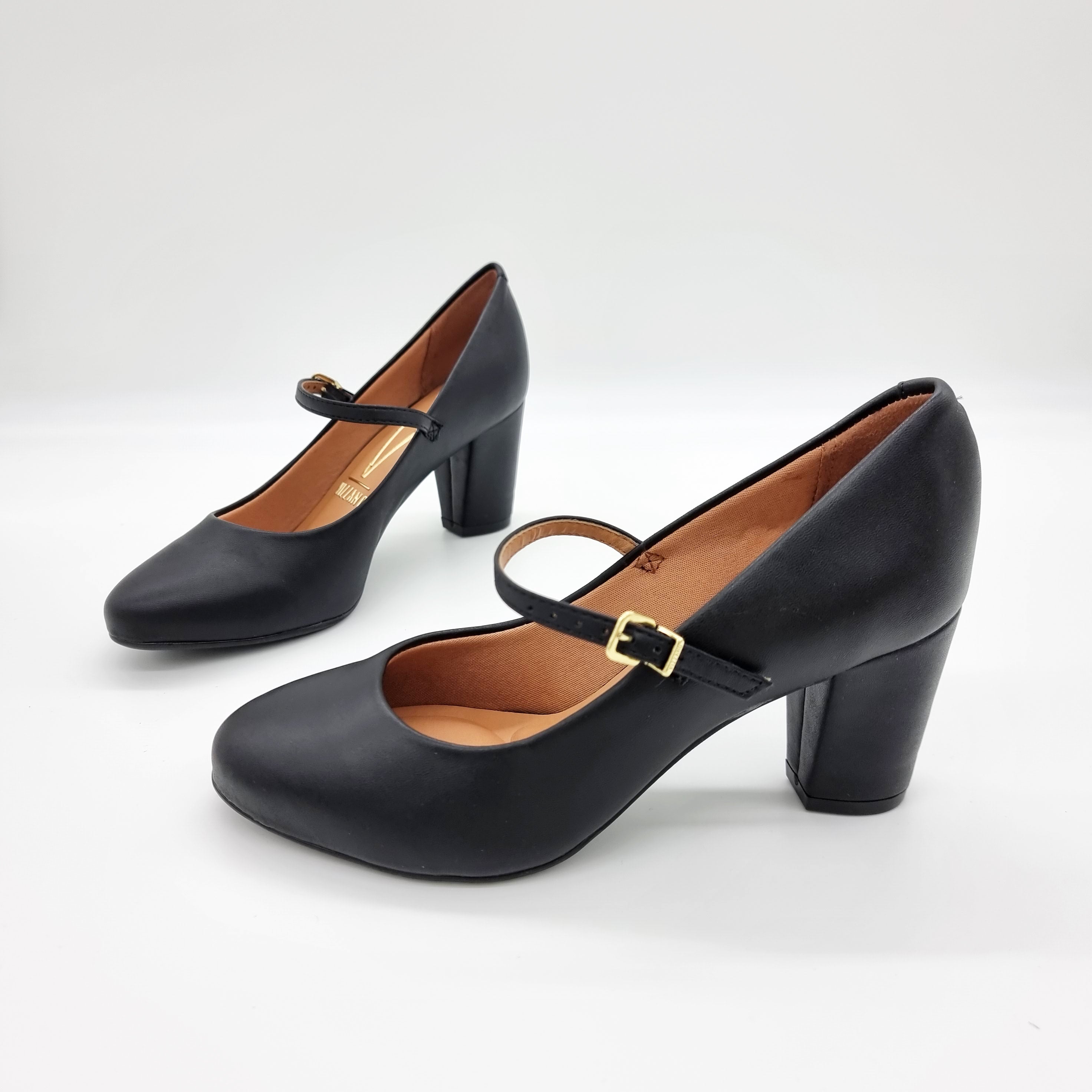 Vizzano 1259-206 Block Heel Round Toe Mary Jane Pump in Black Napa