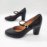 Vizzano 1259-206 Block Heel Round Toe Mary Jane Pump in Black Napa