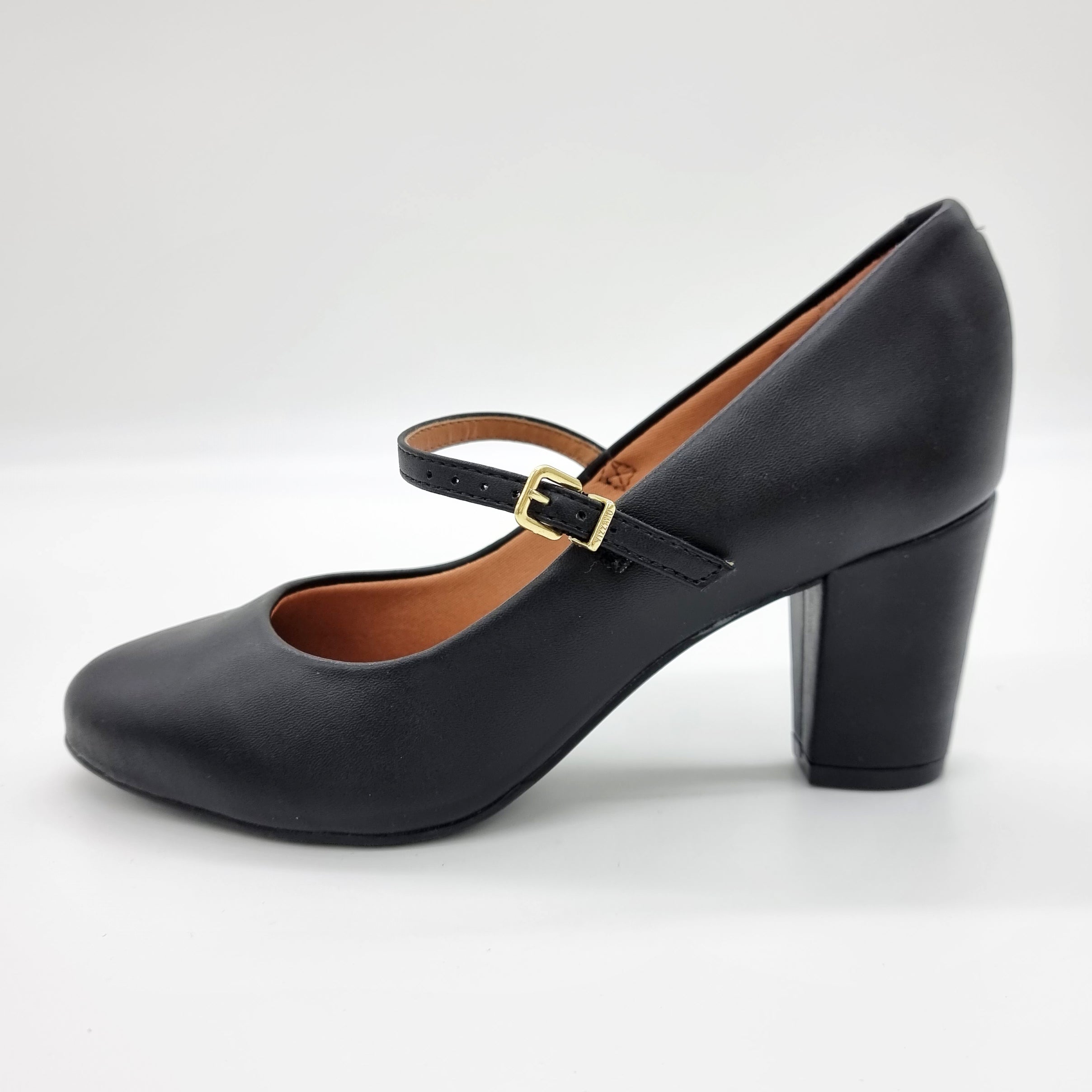 Vizzano 1259-206 Block Heel Round Toe Mary Jane Pump in Black Napa