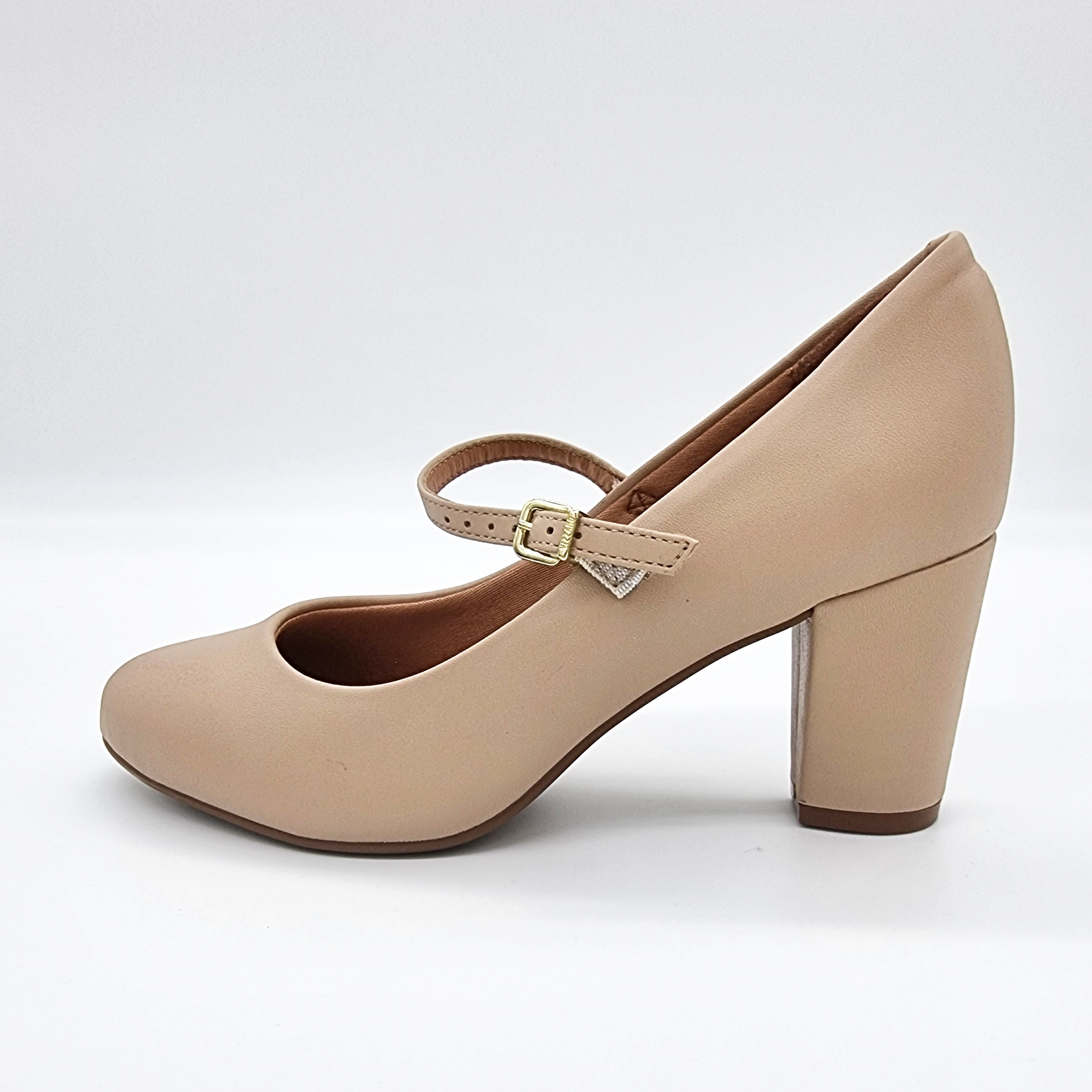 Vizzano 1259-206 Block Heel Round Toe Mary Jane Pump in Beige Napa