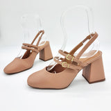 Vizzano 1391-110 Block Heel Mary Jane Slingback Pump in Nude