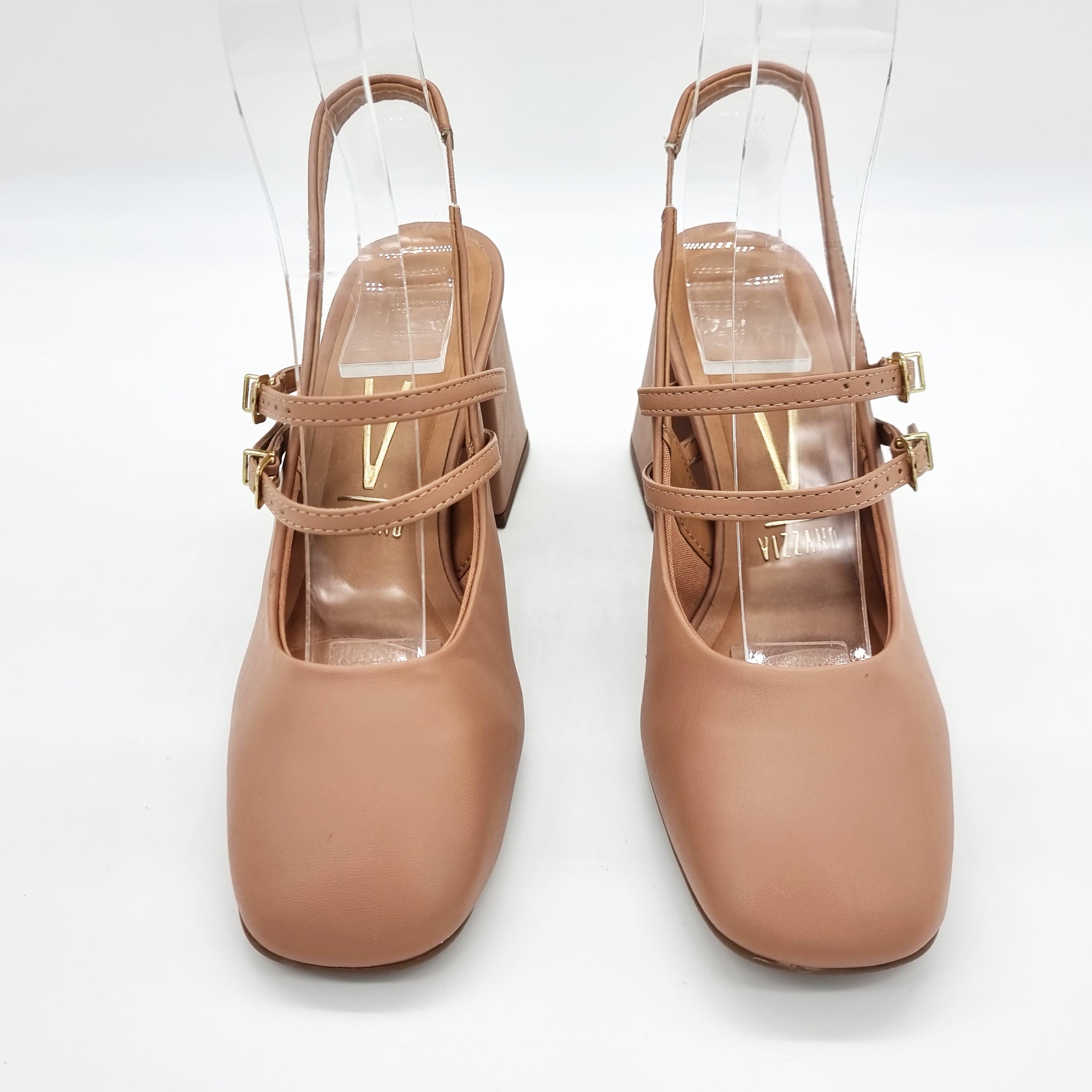 Vizzano 1391-110 Block Heel Mary Jane Slingback Pump in Nude