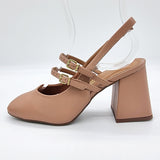 Vizzano 1391-110 Block Heel Mary Jane Slingback Pump in Nude
