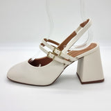 Vizzano 1391-110 Block Heel Mary Jane Slingback Pump in Off White