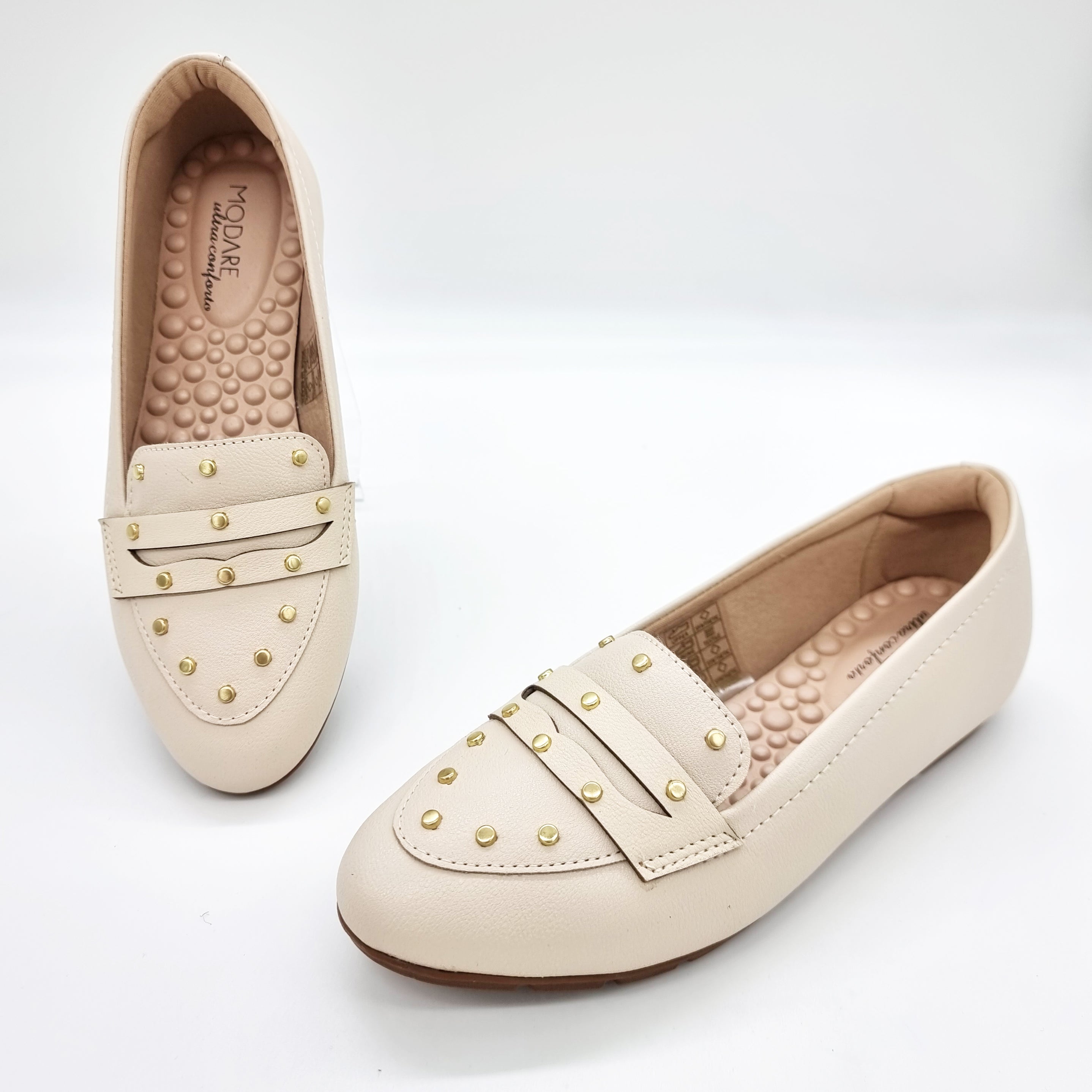 Modare 7385-104 Round Toe Flat Loafer in Cream Napa