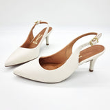Vizzano 1185-700 Mid Heel Slingback in Off White Napa