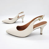 Vizzano 1185-700 Mid Heel Slingback in Off White Napa