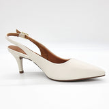 Vizzano 1185-700 Mid Heel Slingback in Off White Napa