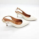 Vizzano 1185-700 Mid Heel Slingback in Off White Napa