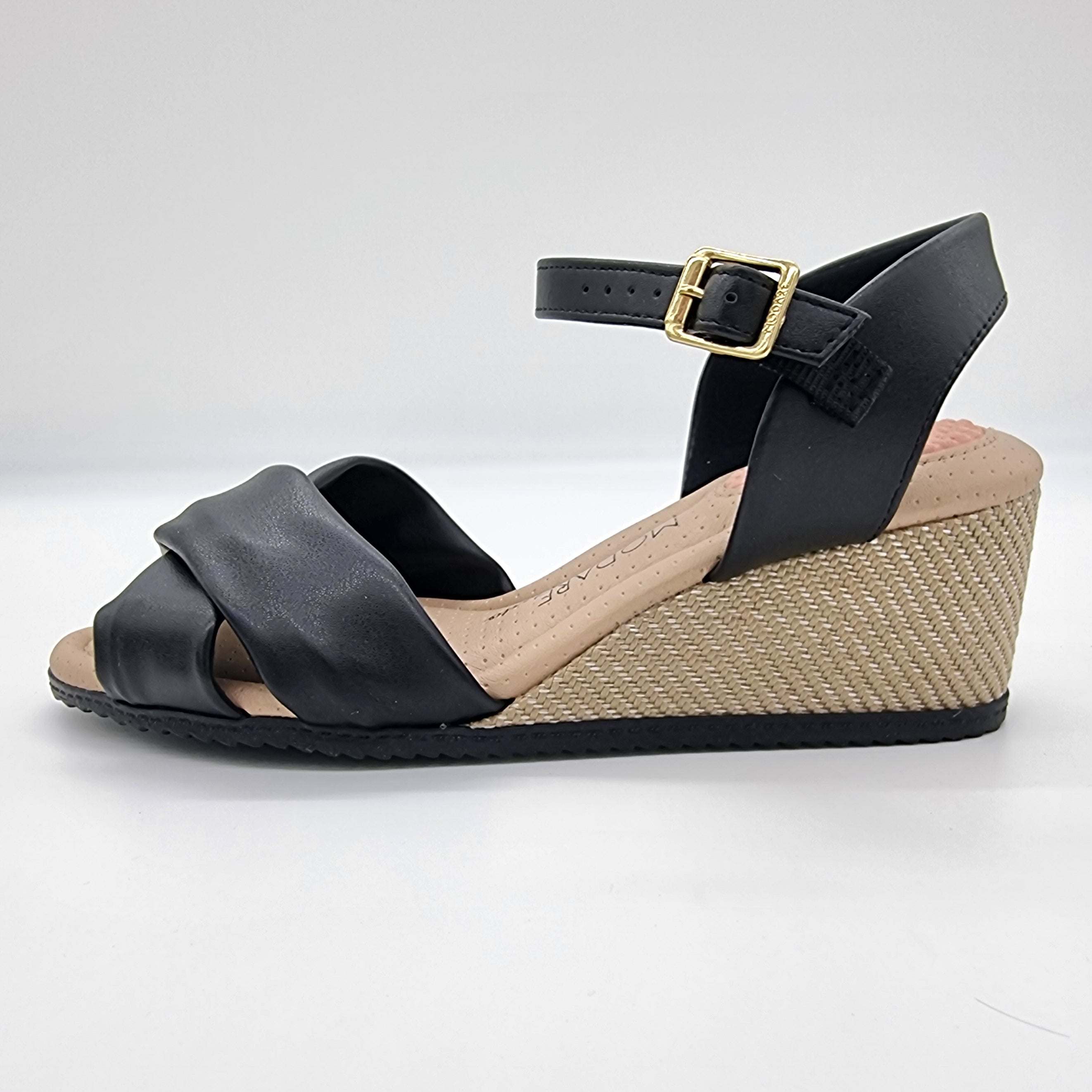 Modare 7164-100 Wedge Sandal in Black Napa