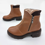 Beira Rio 9077-211 Low Heel Ankle Boot in Caramel