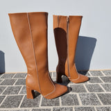 Beira Rio 9086-103 Block Heel Boot in Caramel