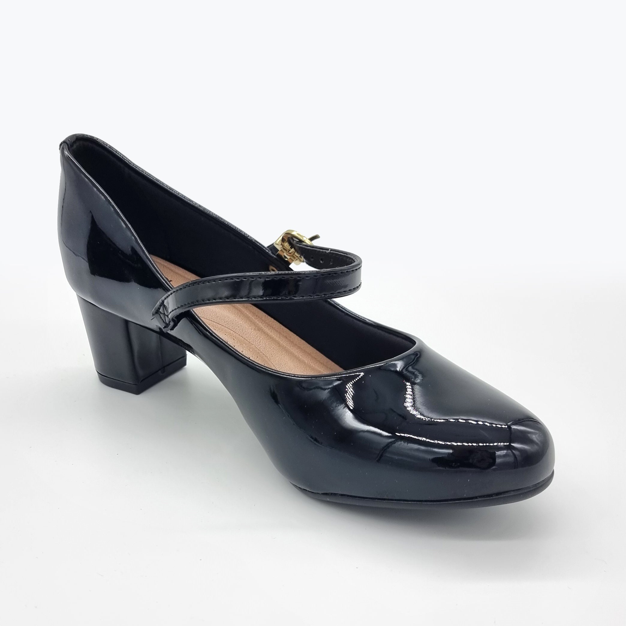 Beira Rio 4777-475 Low Heel Mary-Jane Pump in Black Patent