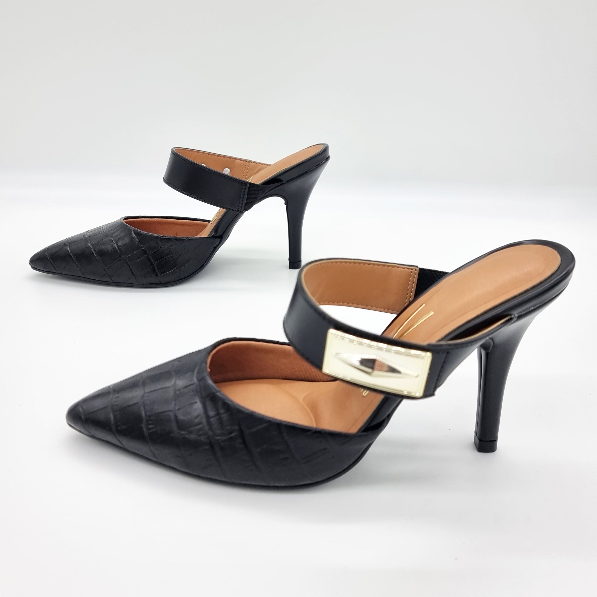 Vizzano 1184-1189 Pointy Toe Mule Pump in Black