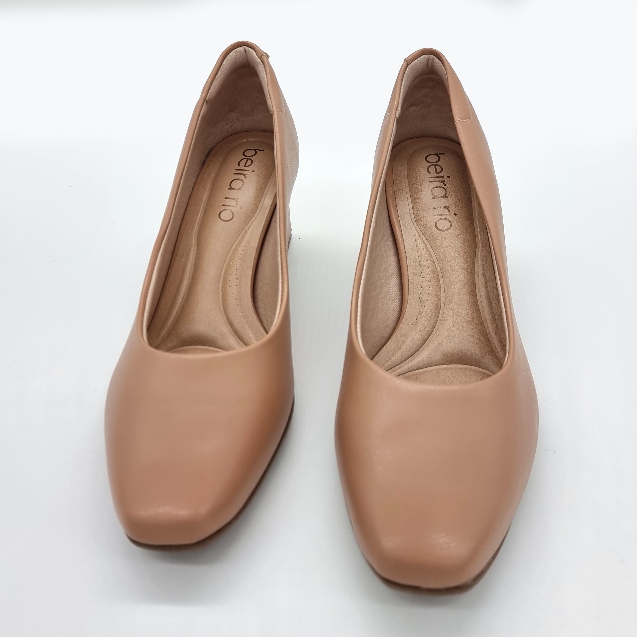 Beira Rio 4314-100 Block Heel Pump in Nude Napa