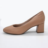Beira Rio 4314-100 Block Heel Pump in Nude Napa