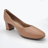 Beira Rio 4314-100 Block Heel Pump in Nude Napa