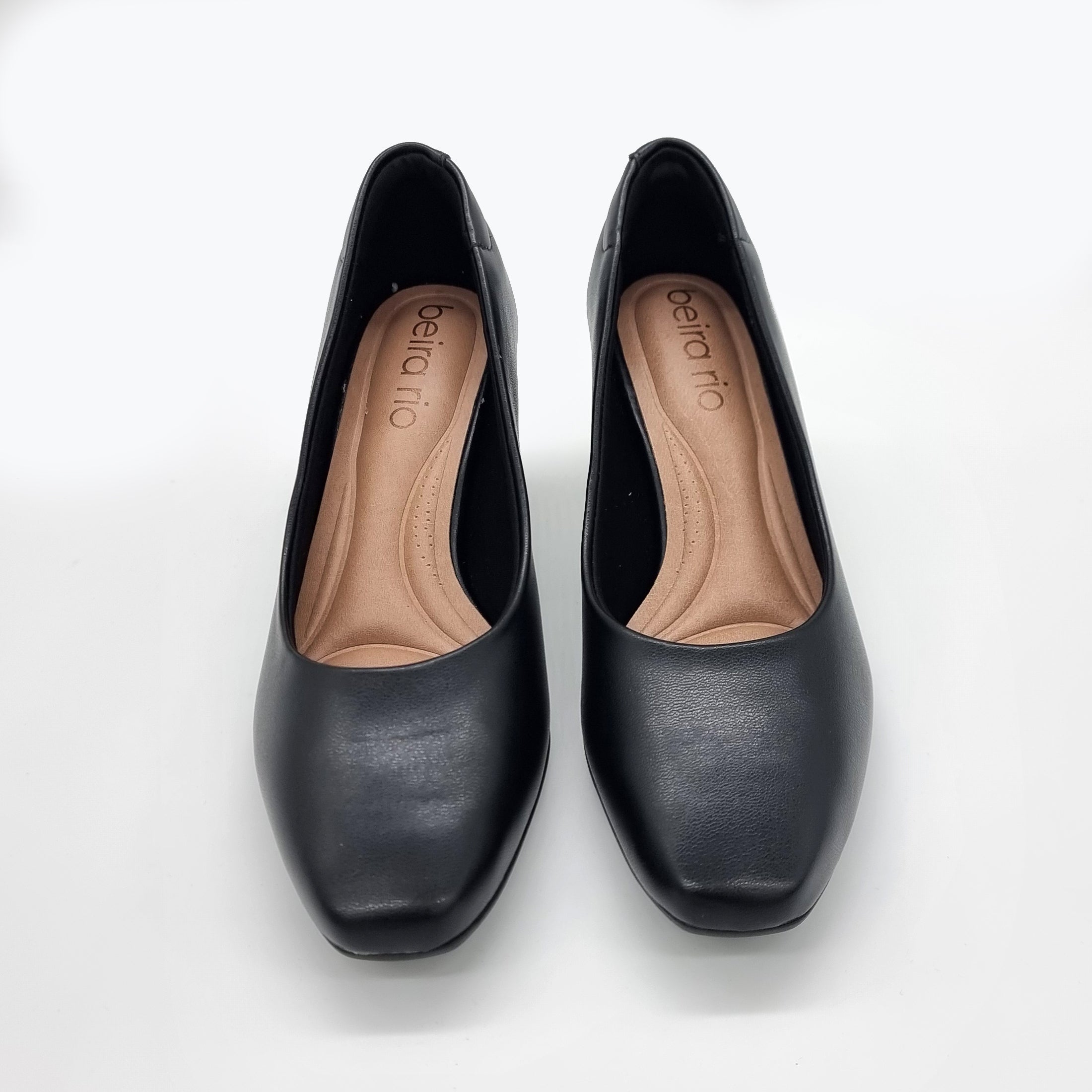 Beira Rio 4314-100 Block Heel Pump in Black Napa