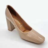 Vizzano 1428-100 Block Heel Pump in Beige Patent