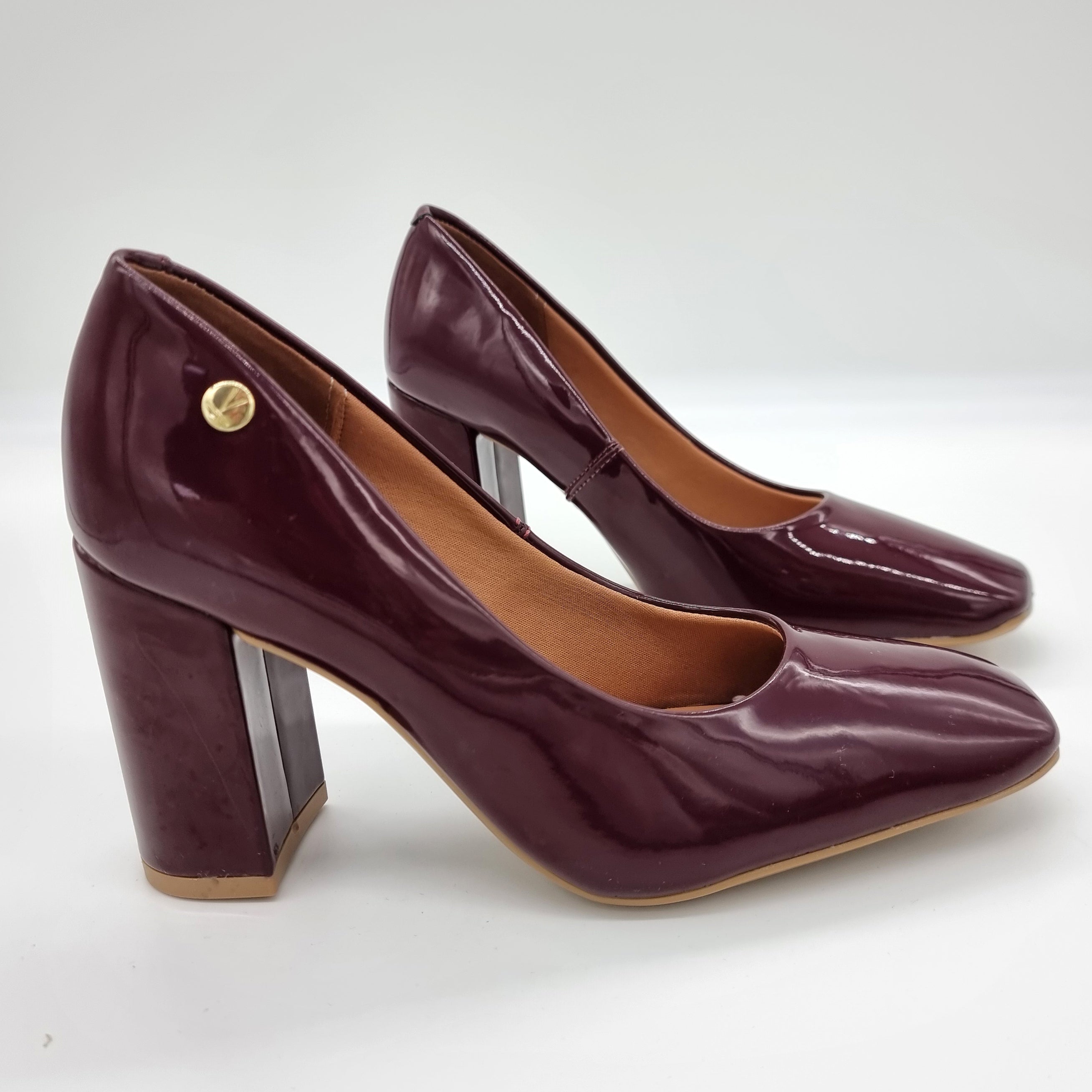 Vizzano 1428-100 Block Heel Pump in Wine Patent