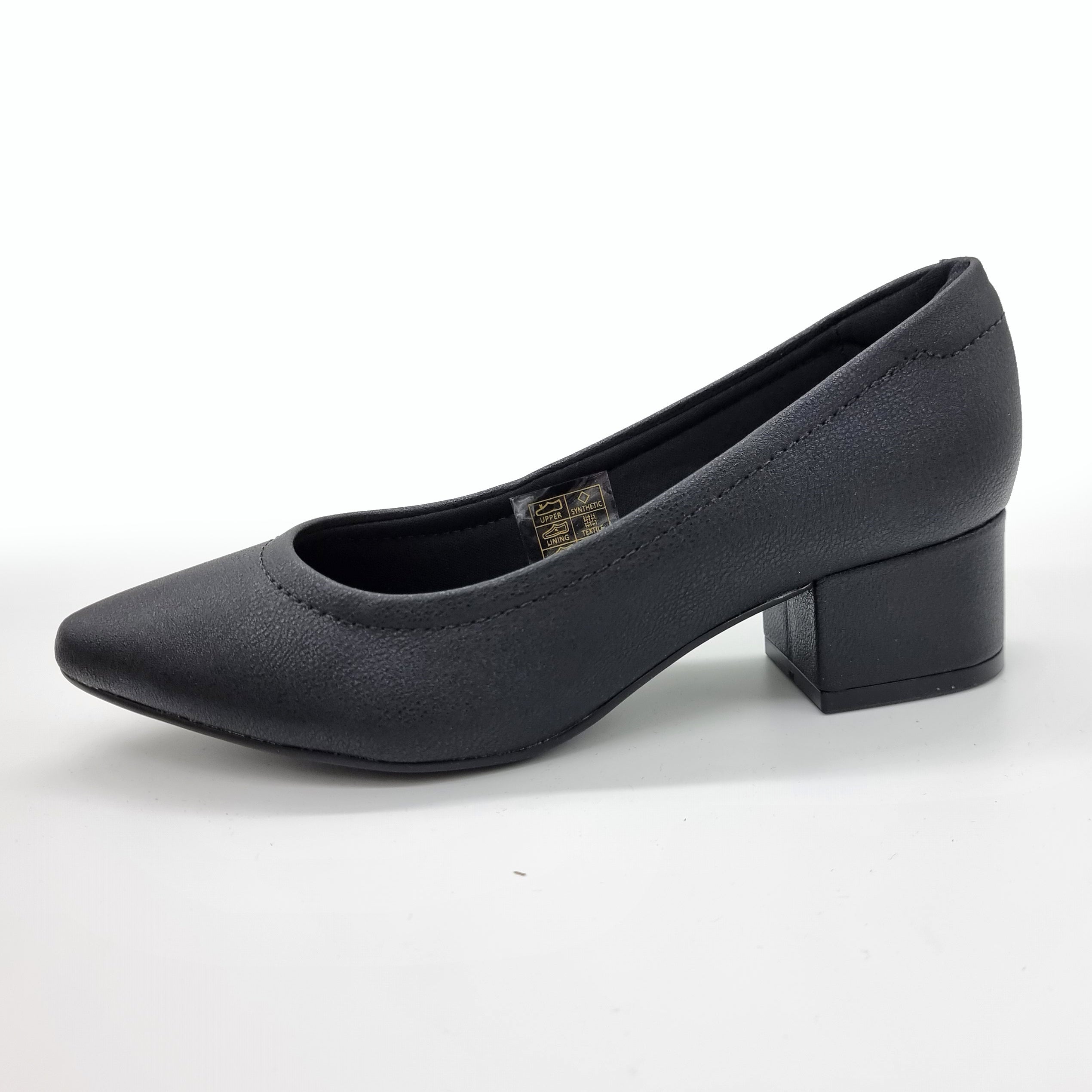 Modare 7340-123 Block Heel Pointy Toe Pump in Black Napa