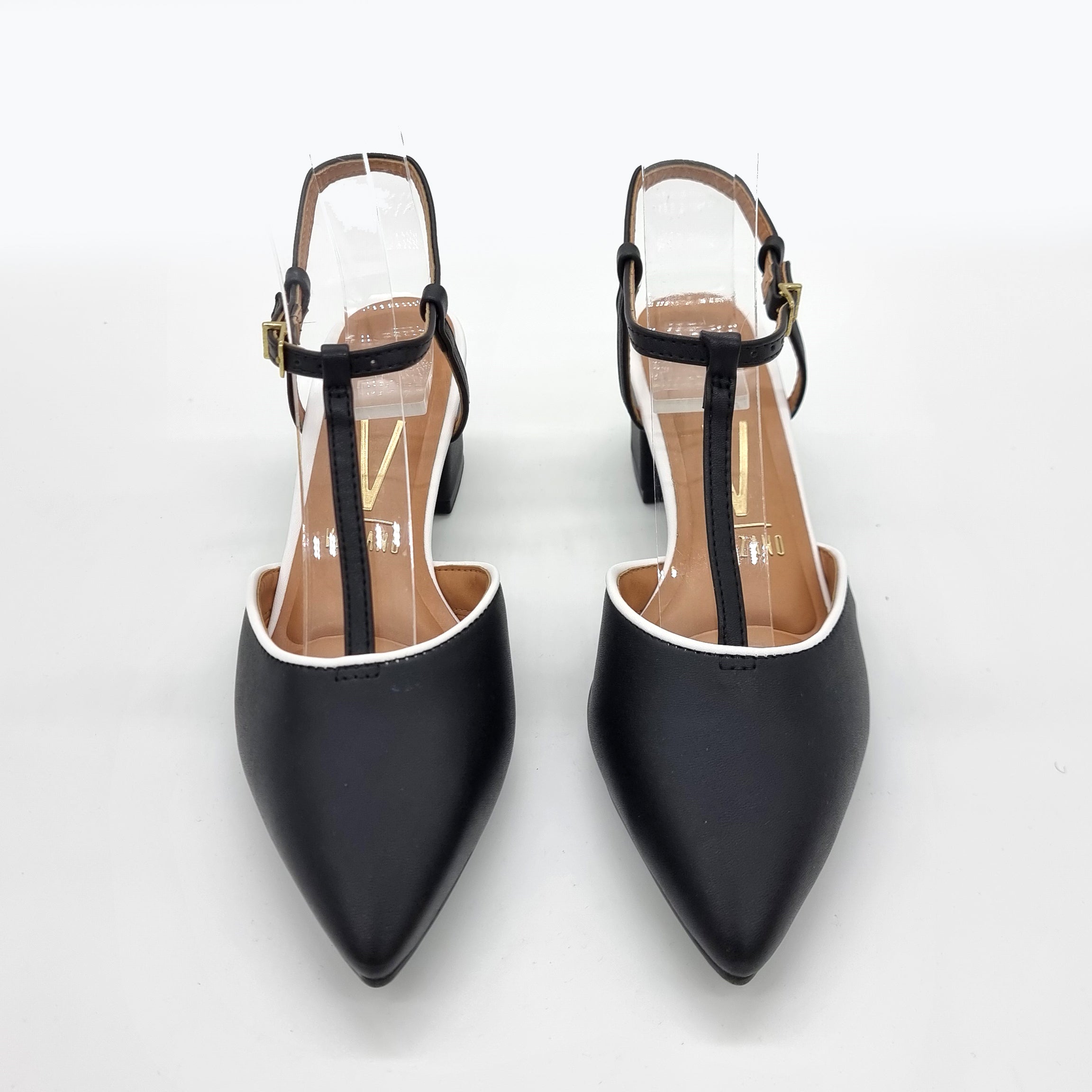 Vizzano 1220-363 Block Heel T-Bar Pump in Black
