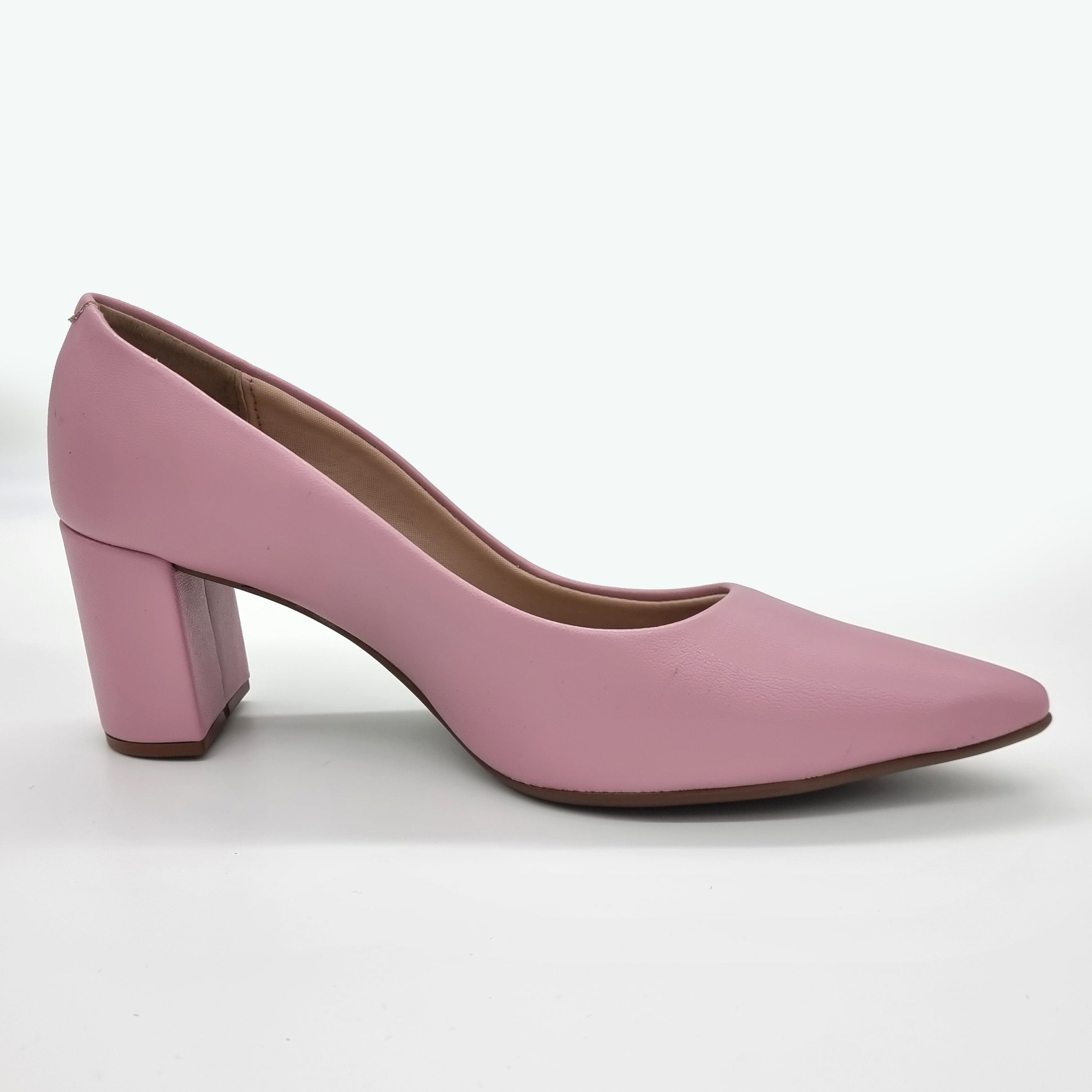 Beira Rio 4241-200 Pointy Toe Block Heel Pump in Rose Napa