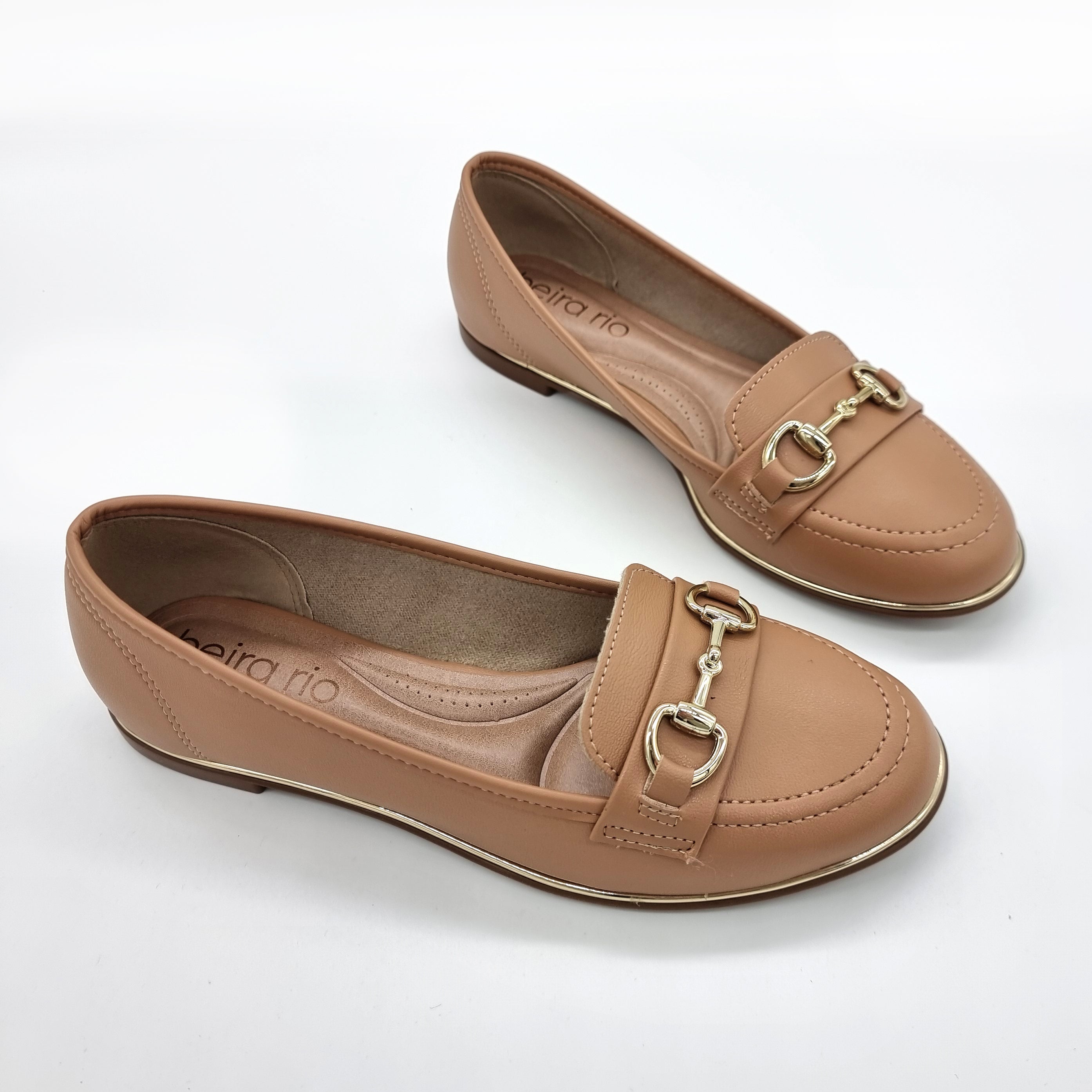 Beira Rio 4311-104 Round Toe Flat Loafer in Tan Napa