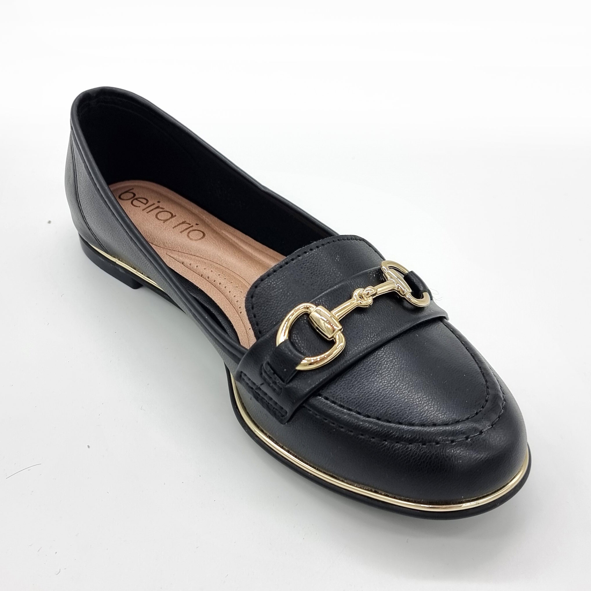 Beira Rio 4311-104 Round Toe Flat Loafer in Black Napa