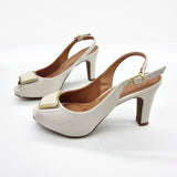 Vizzano 1840-321 Slingback Pump in Off White Patent