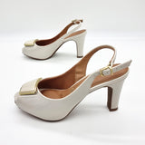 Vizzano 1840-321 Slingback Pump in Off White Patent