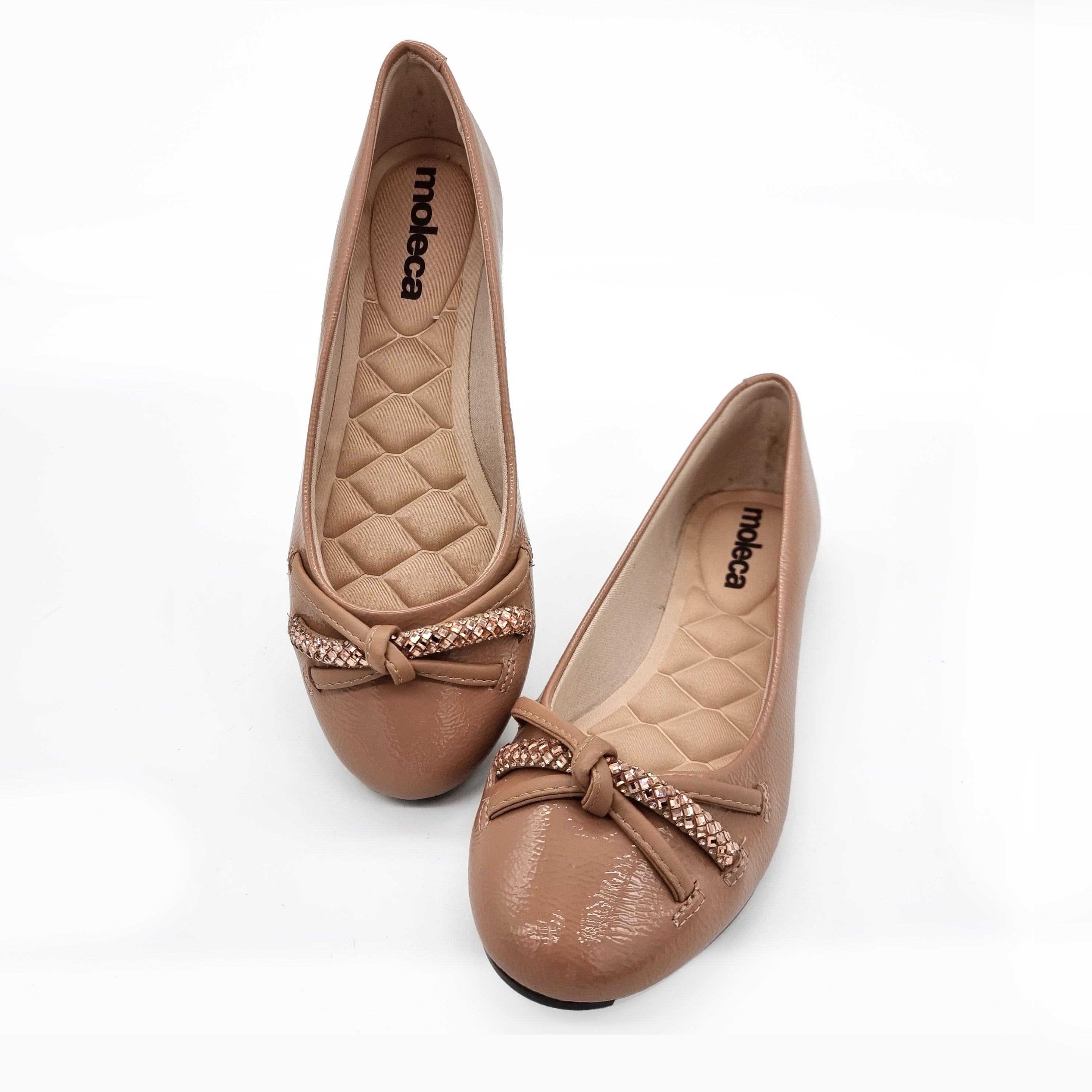 Moleca 5094-1654 Round Toe Flat in Nude Patent