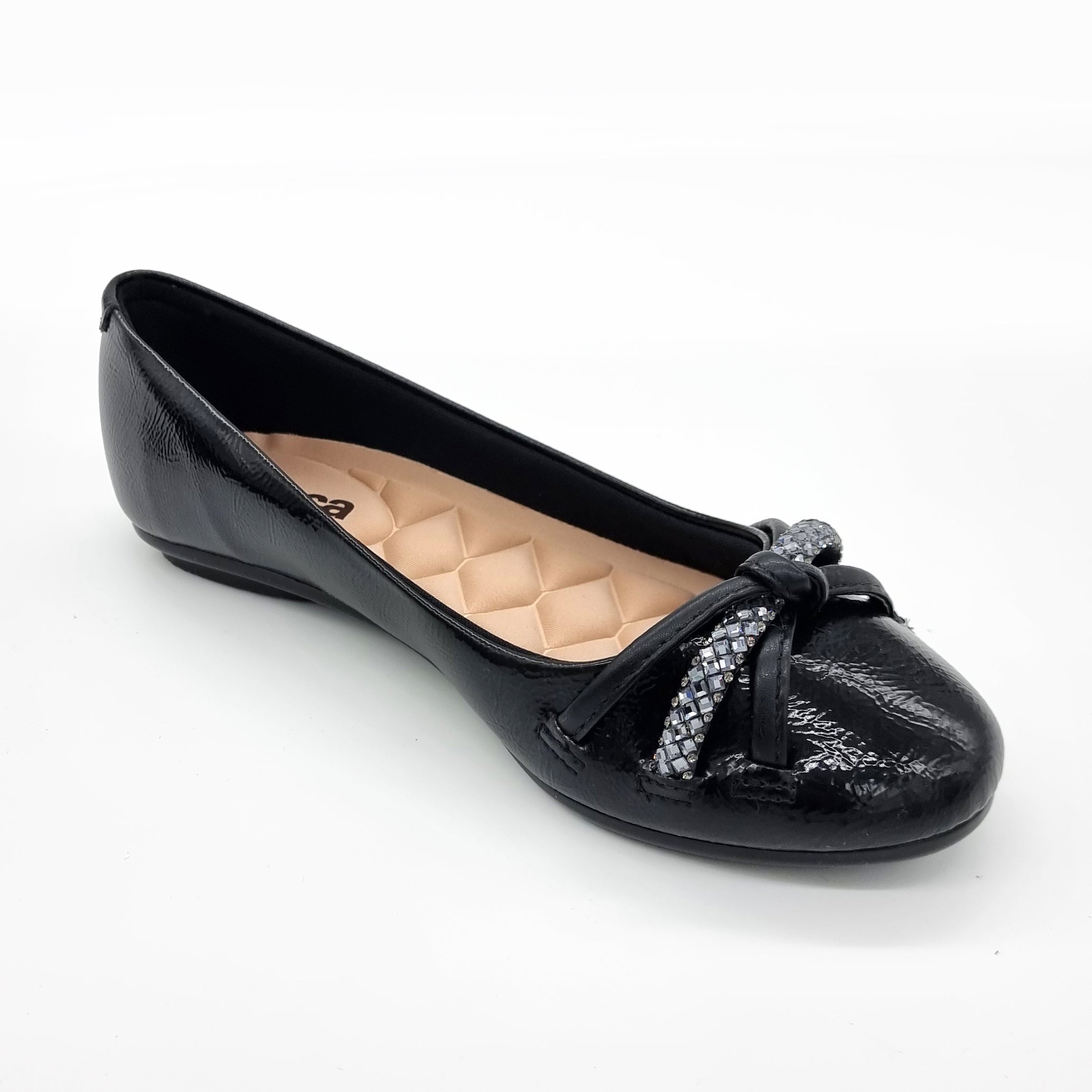 Moleca 5094-1654 Round Toe Flat in Black Patent