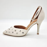 Vizzano 1184-1192 Studded Pointy Toe Pump in Off White Napa