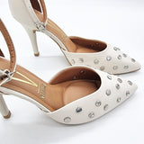 Vizzano 1184-1192 Studded Pointy Toe Pump in Off White Napa