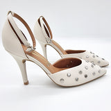 Vizzano 1184-1192 Studded Pointy Toe Pump in Off White Napa