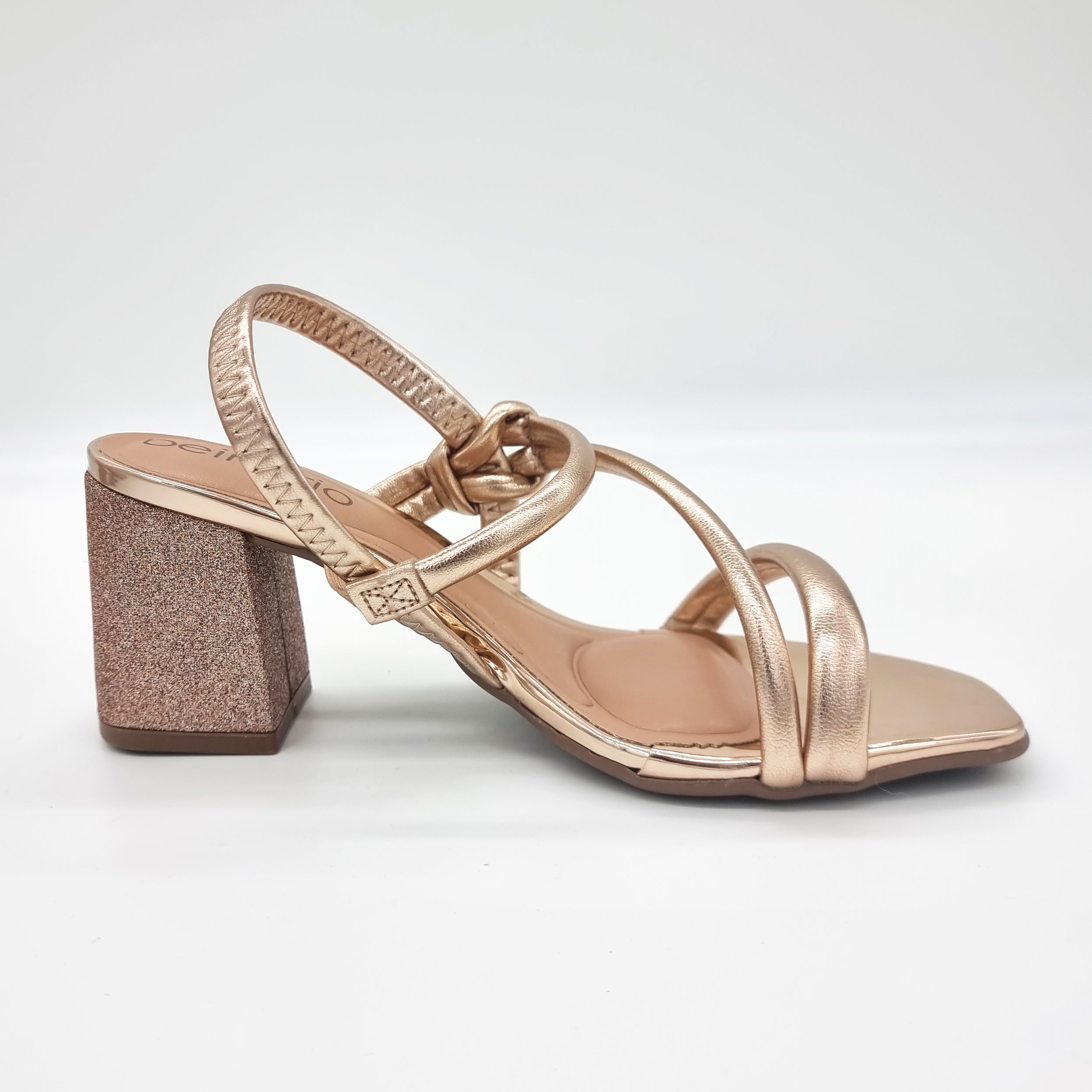 Beira Rio 8436-229 Block Heel Sandal in Rose Gold
