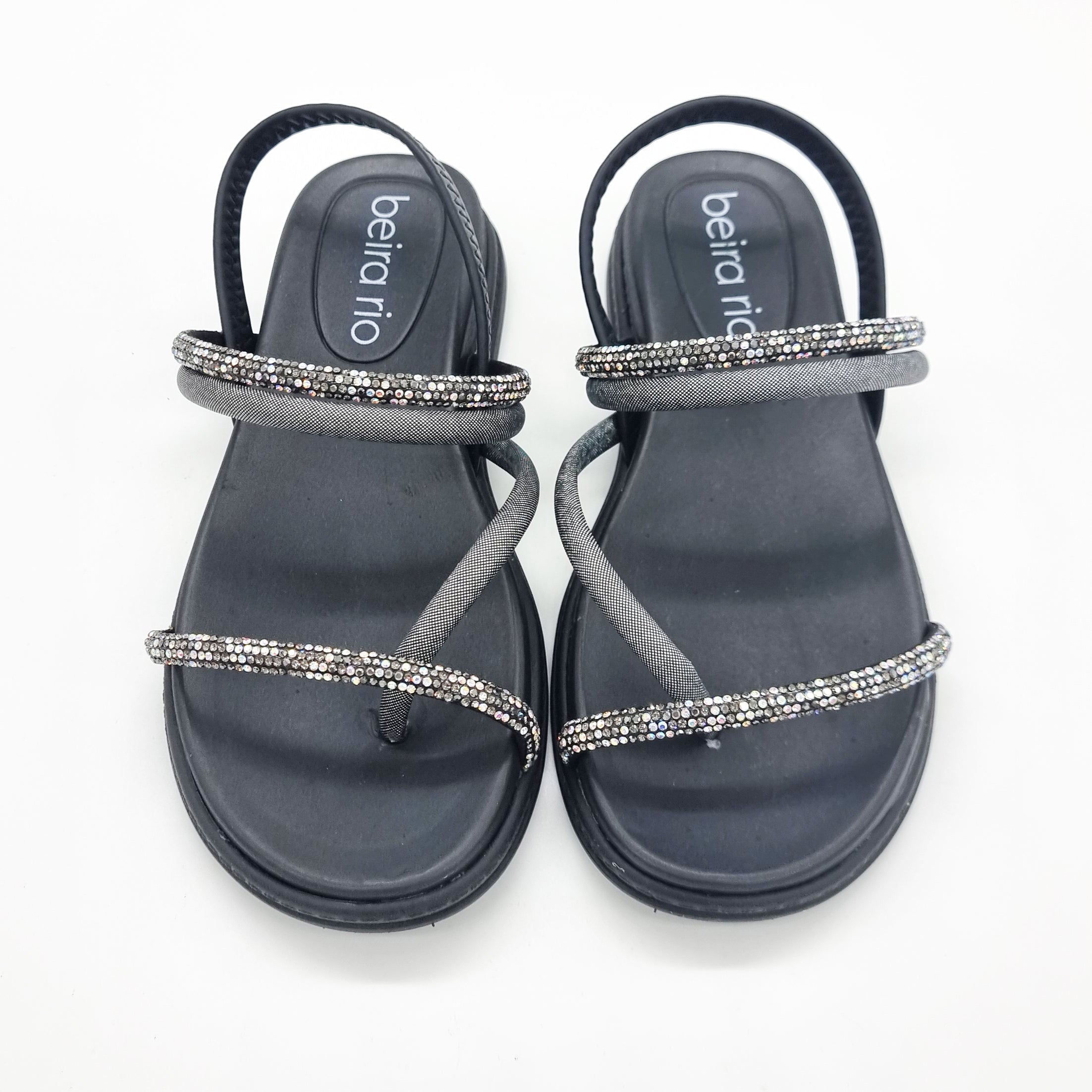 Beira Rio 8513-100 Round Toe Flat Sandal in Black