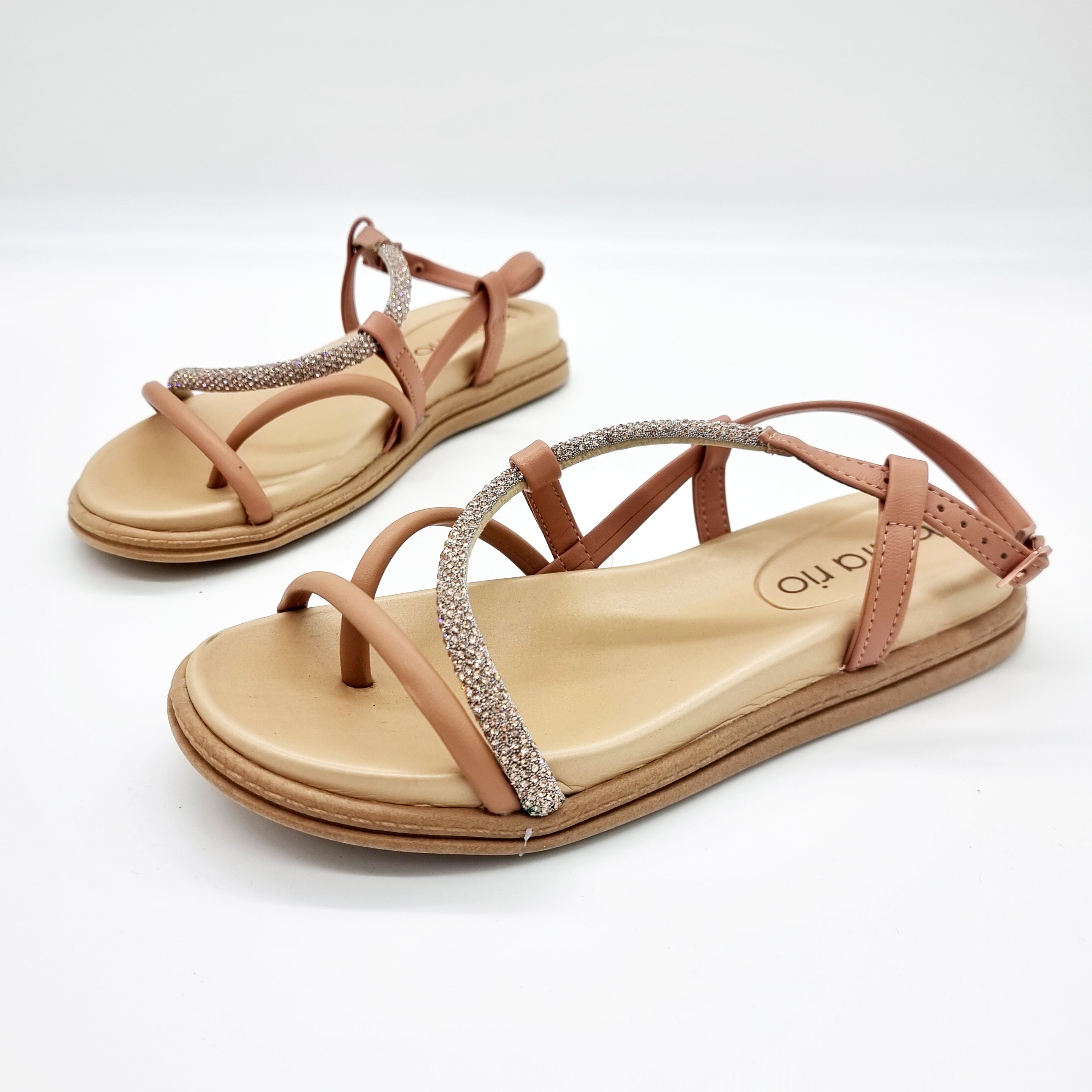 Beira Rio 8513-106 Round Toe Strappy Flat Sandal in Nude