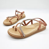 Beira Rio 8513-106 Round Toe Strappy Flat Sandal in Nude