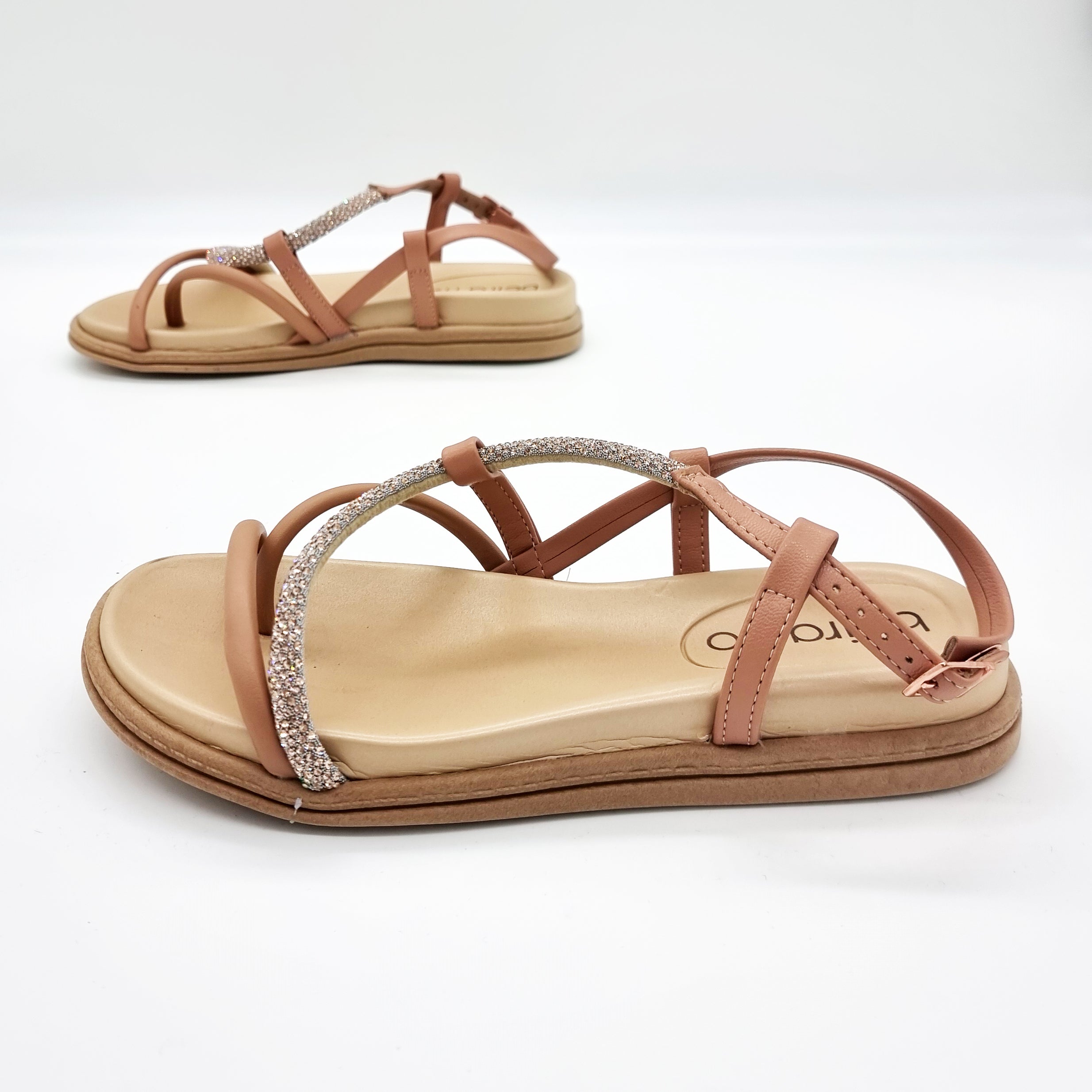 Beira Rio 8513-106 Round Toe Strappy Flat Sandal in Nude